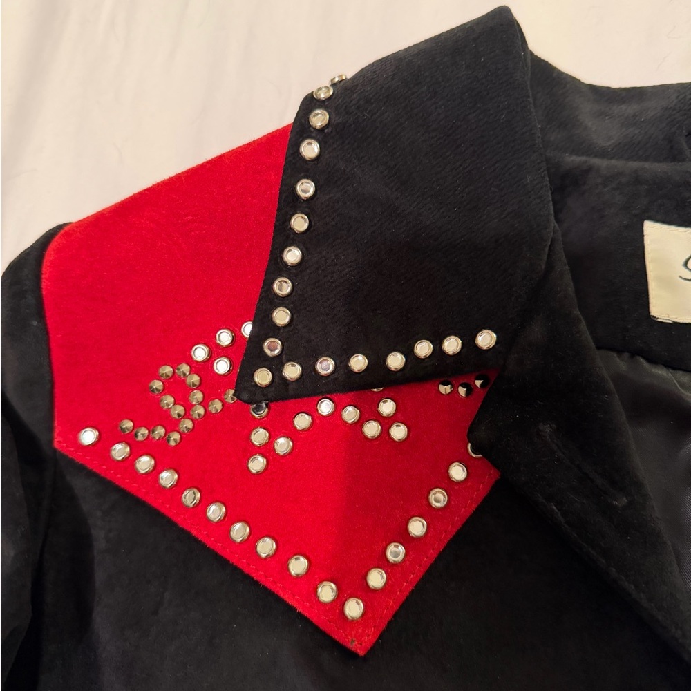 Scully Black Suede Jacket with Red Studded Yoke - Picture 4 of 7